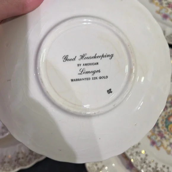 American Limoges Good Housekeeping warranted 22K gold 8 piece set floral pattern - Picture 3 of 6